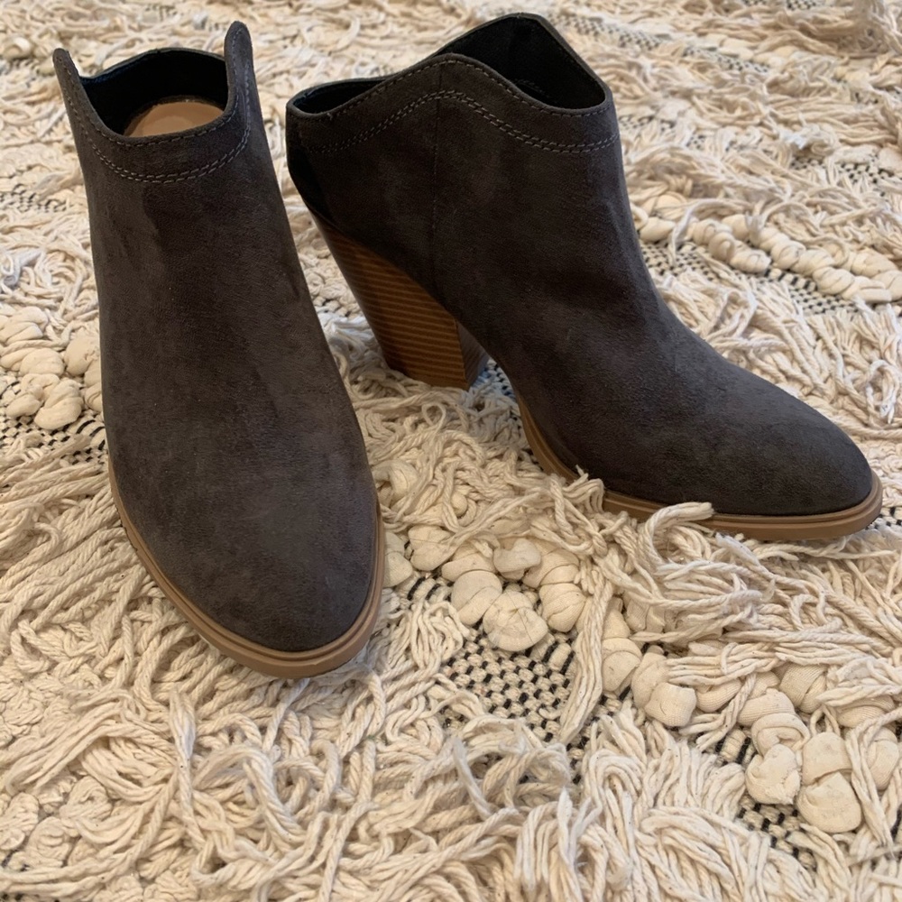 Gray suede booties